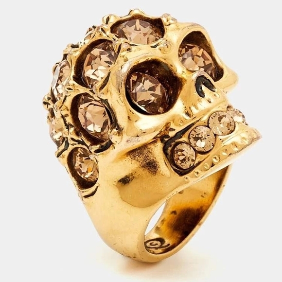 Alexander McQueen Swarovski Crystal-Embellished Skull RingSize: 6.5